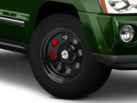 Mammoth 8 Steel Black Wheel with Polished Center Cap; 17x9; -6mm Offset (05-10 Jeep Grand Cherokee WK, Excluding SRT8)