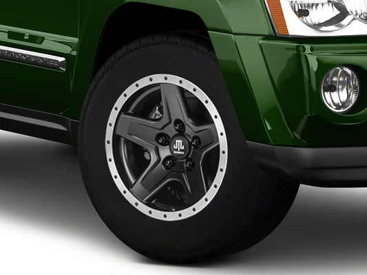 Mammoth Boulder Simulated Beadlock Style Black Wheel; 17x9; -6mm Offset (05-10 Jeep Grand Cherokee WK, Excluding SRT8)