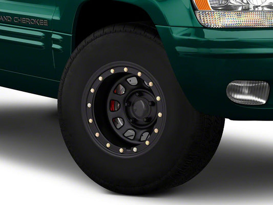 Mammoth D-Window Simulated Beadlock Matte Black Wheel; 15x10; -44mm Offset (99-04 Jeep Grand Cherokee WJ)