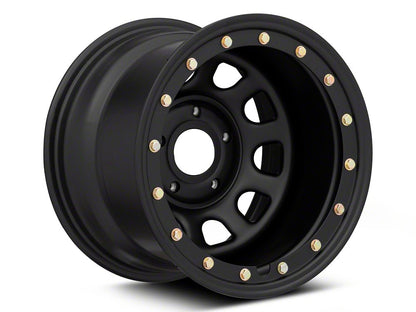 Mammoth D-Window Simulated Beadlock Matte Black Wheel; 15x10; -44mm Offset (99-04 Jeep Grand Cherokee WJ)