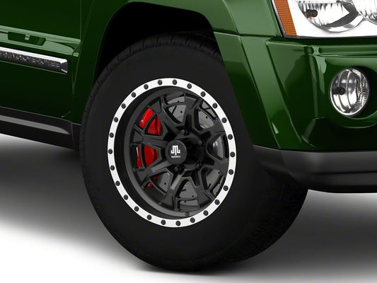 Mammoth Split 16 Beadlock Satin Black with Polished Lip Wheel; 17x9; -6mm Offset (05-10 Jeep Grand Cherokee WK, Excluding SRT8)