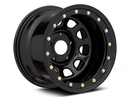 Mammoth D-Window Simulated Beadlock Gloss Black Wheel; 15x10; -44mm Offset (93-98 Jeep Grand Cherokee ZJ)