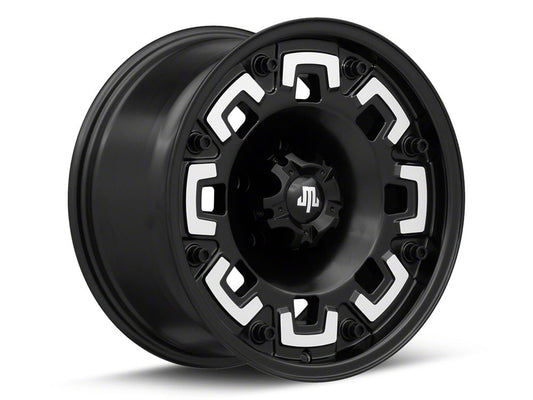Mammoth Boss Satin Black Machined 5-Lug Wheel; 17x9; -6mm Offset (02-08 RAM 1500, Excluding Mega Cab)
