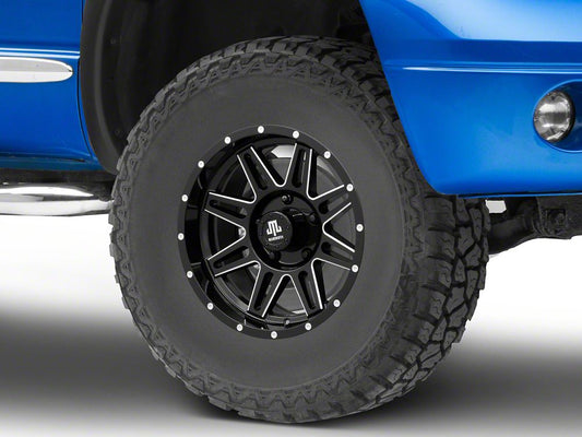 Mammoth Revolver Gloss Black Machined 5-Lug Wheel; 17x9; -6mm Offset (02-08 RAM 1500, Excluding Mega Cab)