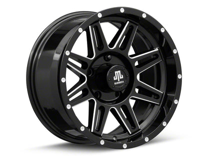 Mammoth Revolver Gloss Black Machined 5-Lug Wheel; 17x9; -6mm Offset (02-08 RAM 1500, Excluding Mega Cab)