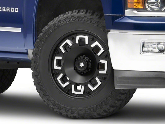 Mammoth Boss Satin Black Machined 6-Lug Wheel; 20x9; -6mm Offset (14-18 Silverado 1500)