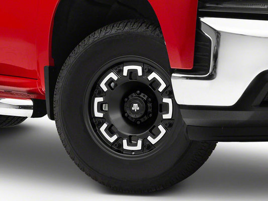 Mammoth Boss Satin Black Machined 6-Lug Wheel; 17x9; -6mm Offset (19-25 Silverado 1500)