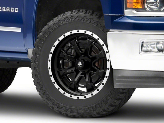 Mammoth Split 16 Beadlock Satin Black with Polished Lip 6-Lug Wheel; 20x9; -6mm Offset (14-18 Silverado 1500)