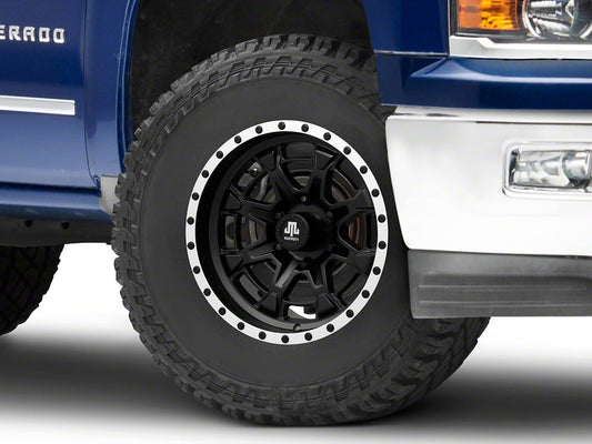 Mammoth Split 16 Beadlock Satin Black with Polished Lip 6-Lug Wheel; 17x9; -6mm Offset (14-18 Silverado 1500)