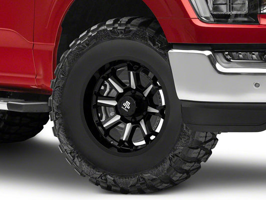 Mammoth Impulse Gloss Black Machined 6-Lug Wheel; 17x9; -12mm Offset (21-25 F-150)