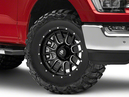 Mammoth Beadlock Mesh Matte Black Machined 6-Lug Wheel; 18x9; -12mm Offset (21-25 F-150)