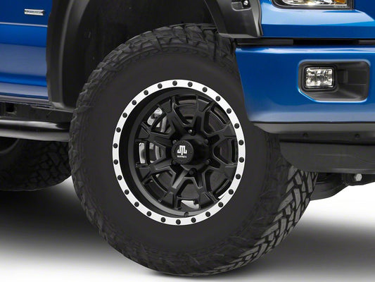 Mammoth Split 16 Beadlock Satin Black with Polished Lip 6-Lug Wheel; 17x9; -6mm Offset (15-20 F-150)