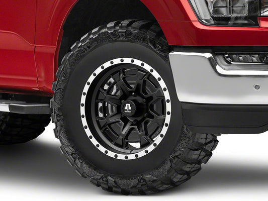Mammoth Split 16 Beadlock Satin Black with Polished Lip 6-Lug Wheel; 17x9; -6mm Offset (21-25 F-150)