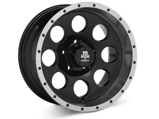 Mammoth 8 Simulated Beadlock Style Black Wheel; 15x8; -19mm Offset (84-01 Jeep Cherokee XJ)