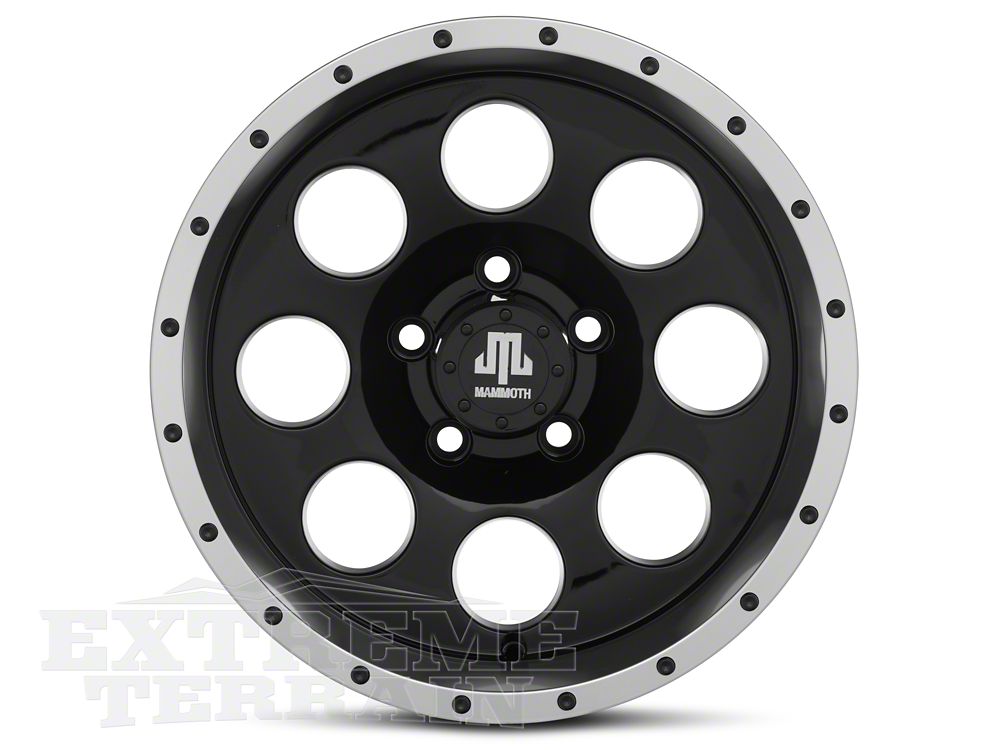 Mammoth 8 Simulated Beadlock Style Black Wheel; 15x8; -19mm Offset (84-01 Jeep Cherokee XJ)