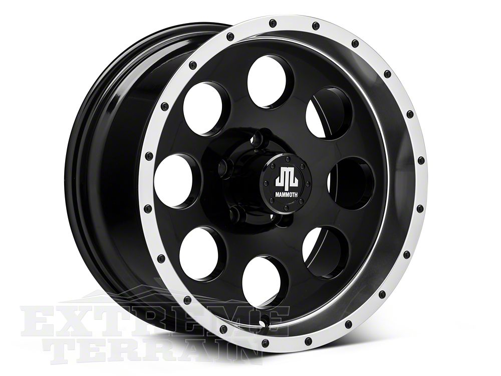 Mammoth 8 Simulated Beadlock Style Black Wheel; 16x8; 0mm Offset (84-01 Jeep Cherokee XJ)