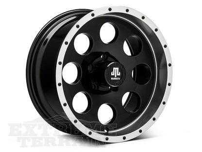 Mammoth 8 Simulated Beadlock Style Black Wheel; 16x8; 0mm Offset (84-01 Jeep Cherokee XJ)