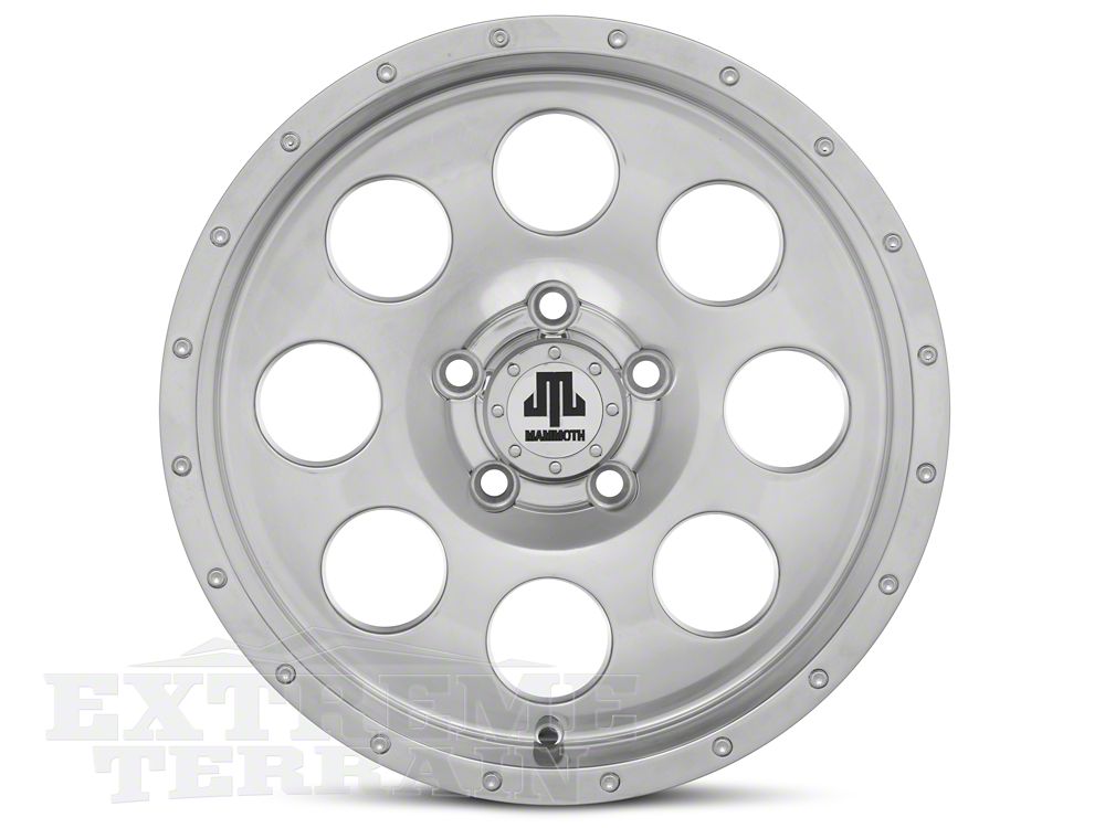 Mammoth 8 Simulated Beadlock Style Polished Wheel; 15x8; -19mm Offset (84-01 Jeep Cherokee XJ)