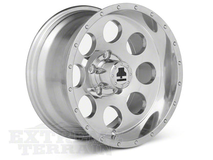 Mammoth 8 Simulated Beadlock Style Polished Wheel; 15x8; -19mm Offset (84-01 Jeep Cherokee XJ)