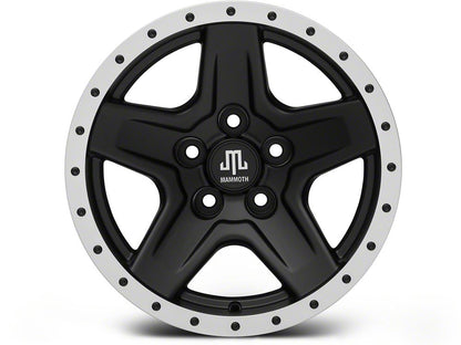 Mammoth Boulder Simulated Beadlock Style Black Wheel; 15x8; -19mm Offset (84-01 Jeep Cherokee XJ)