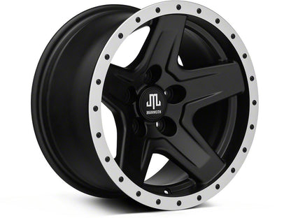 Mammoth Boulder Simulated Beadlock Style Black Wheel; 15x8; -19mm Offset (84-01 Jeep Cherokee XJ)