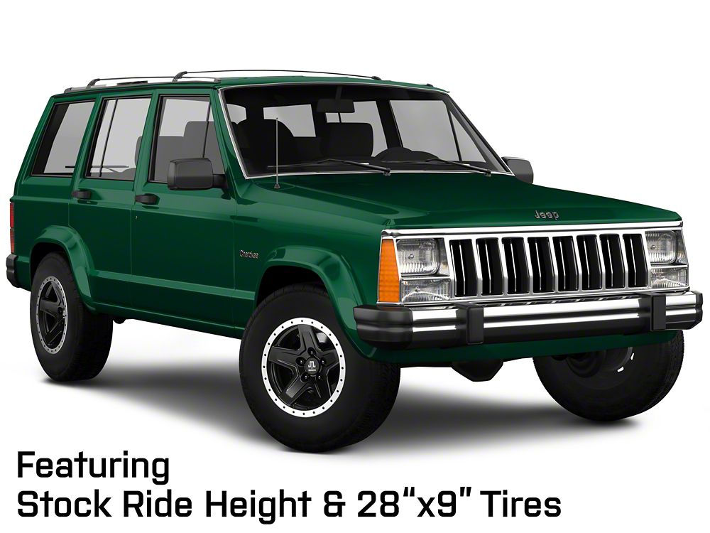 Mammoth Boulder Simulated Beadlock Style Black Wheel; 15x8; -19mm Offset (84-01 Jeep Cherokee XJ)