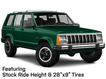 Mammoth Boulder Simulated Beadlock Style Black Wheel; 15x8; -19mm Offset (84-01 Jeep Cherokee XJ)