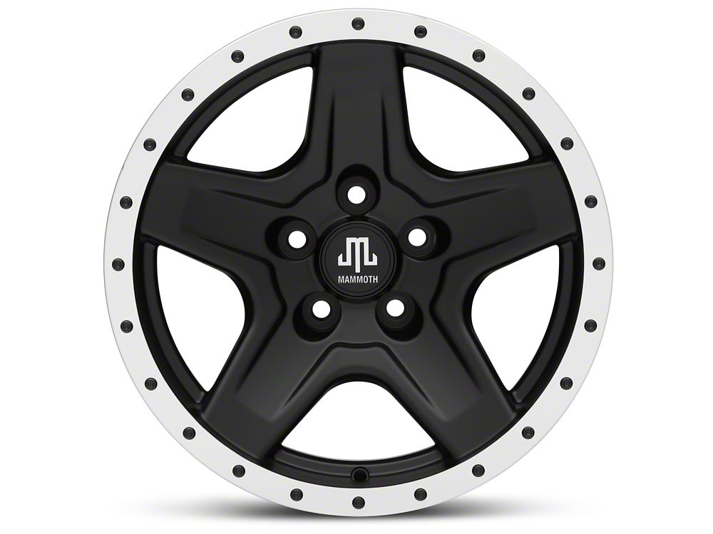 Mammoth Boulder Simulated Beadlock Style Black Wheel; 16x8; 0mm Offset (84-01 Jeep Cherokee XJ)