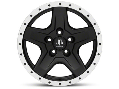 Mammoth Boulder Simulated Beadlock Style Black Wheel; 16x8; 0mm Offset (84-01 Jeep Cherokee XJ)