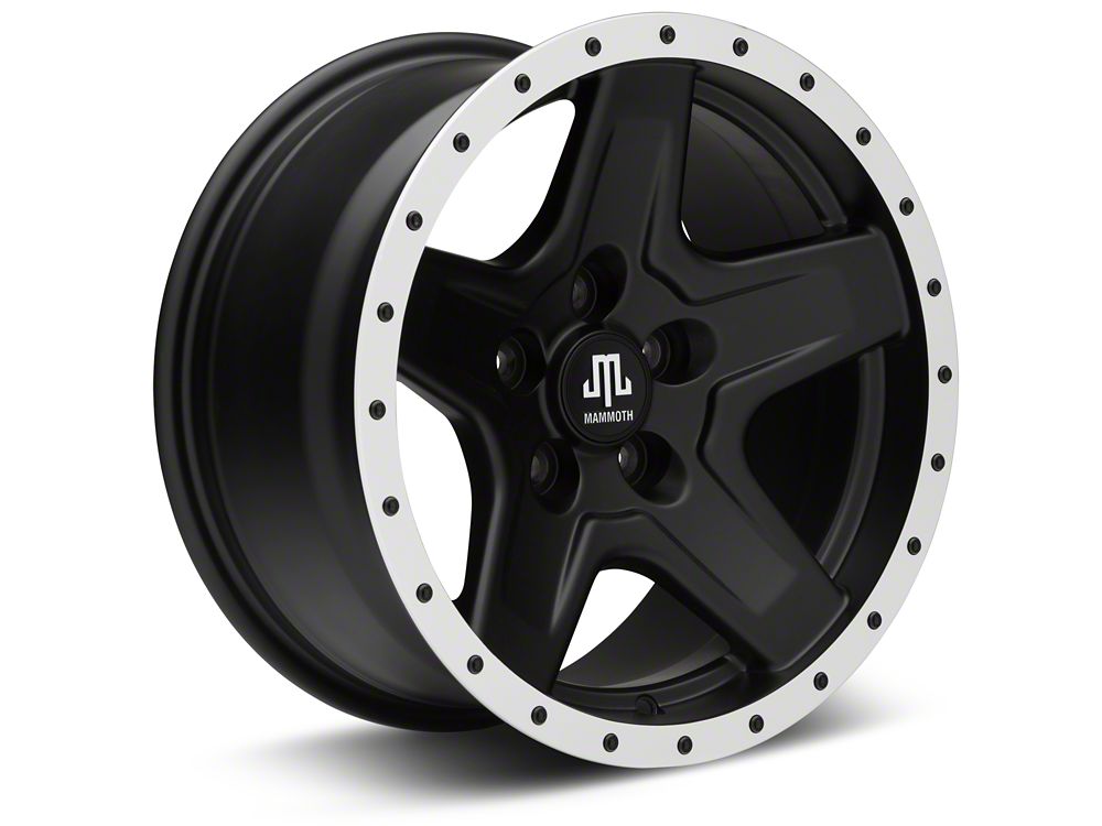 Mammoth Boulder Simulated Beadlock Style Black Wheel; 16x8; 0mm Offset (84-01 Jeep Cherokee XJ)