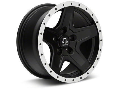 Mammoth Boulder Simulated Beadlock Style Black Wheel; 16x8; 0mm Offset (84-01 Jeep Cherokee XJ)