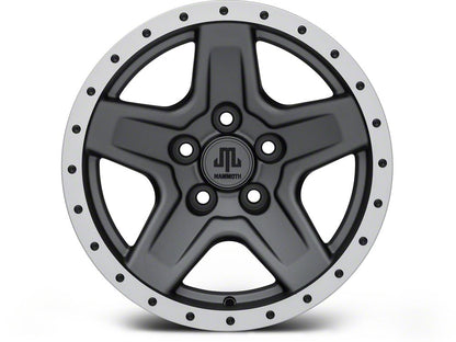 Mammoth Boulder Simulated Beadlock Style Charcoal Wheel; 15x8; -19mm Offset (84-01 Jeep Cherokee XJ)