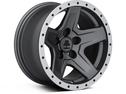 Mammoth Boulder Simulated Beadlock Style Charcoal Wheel; 15x8; -19mm Offset (84-01 Jeep Cherokee XJ)