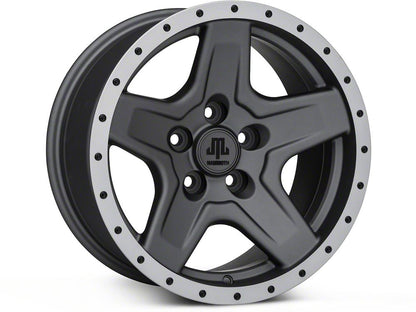 Mammoth Boulder Simulated Beadlock Style Charcoal Wheel; 16x8; 0mm Offset (84-01 Jeep Cherokee XJ)