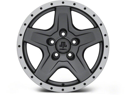 Mammoth Boulder Simulated Beadlock Style Charcoal Wheel; 16x8; 0mm Offset (84-01 Jeep Cherokee XJ)