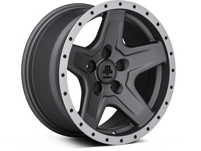 Mammoth Boulder Simulated Beadlock Style Charcoal Wheel; 16x8; 0mm Offset (84-01 Jeep Cherokee XJ)