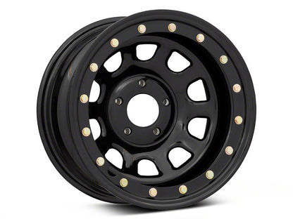 Mammoth D-Window Simulated Beadlock Gloss Black Wheel; 15x8; -19mm Offset (84-01 Jeep Cherokee XJ)