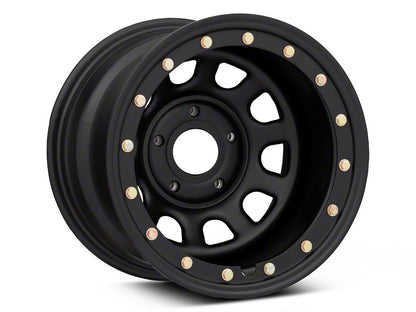 Mammoth D-Window Simulated Beadlock Matte Black Wheel; 15x10; -44mm Offset (84-01 Jeep Cherokee XJ)
