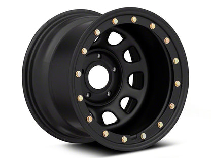 Mammoth D-Window Simulated Beadlock Matte Black Wheel; 15x10; -44mm Offset (84-01 Jeep Cherokee XJ)